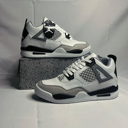 Retro 4 Blanco Gris Negro
