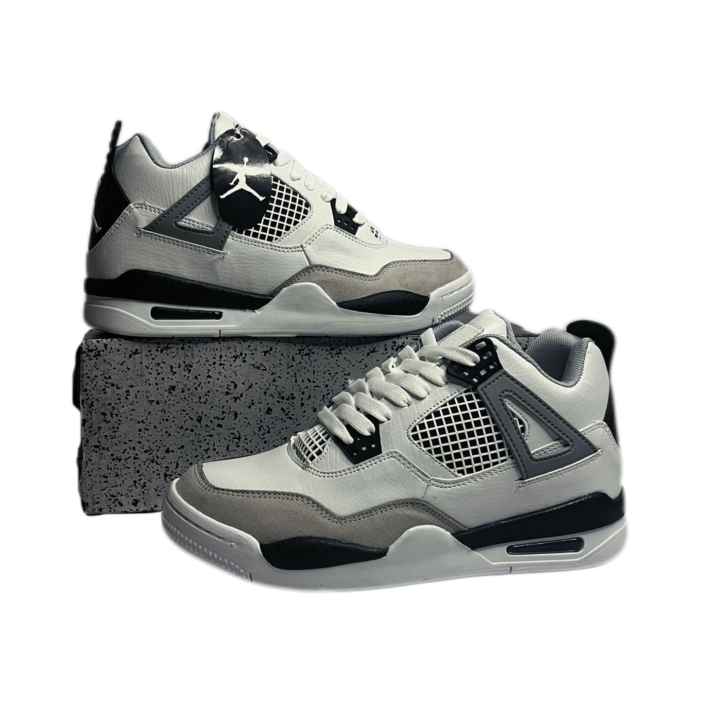 Retro 4 Blanco Gris Negro