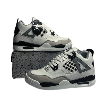Retro 4 Blanco Gris Negro